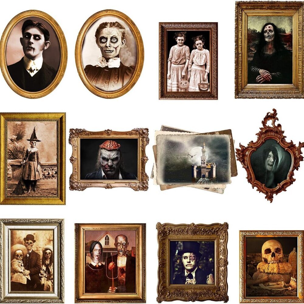 12 Pieces Haunted Mansion Decor Halloween Haunted Pictures Decoration Gothic Man